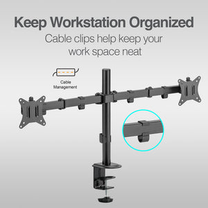 Dual Monitor 32” Desk Mount with Clamp
