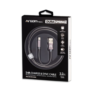 Lightning to USB 2.0 Metal Braided Cable 3.2ft/1m - Dura Spring