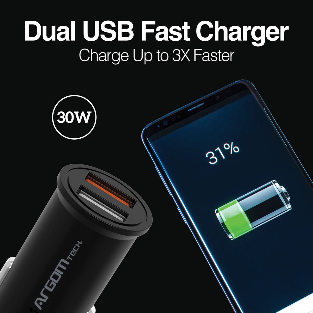 Cargador para auto de 2 puertos USB, 30 W