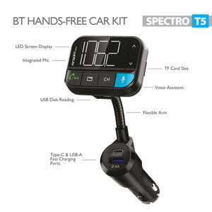 BT Hands-Free Car Kit with Dual USB Fast Charging Ports