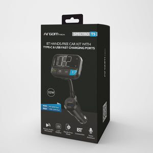 BT Hands-Free Car Kit with Dual USB Fast Charging Ports