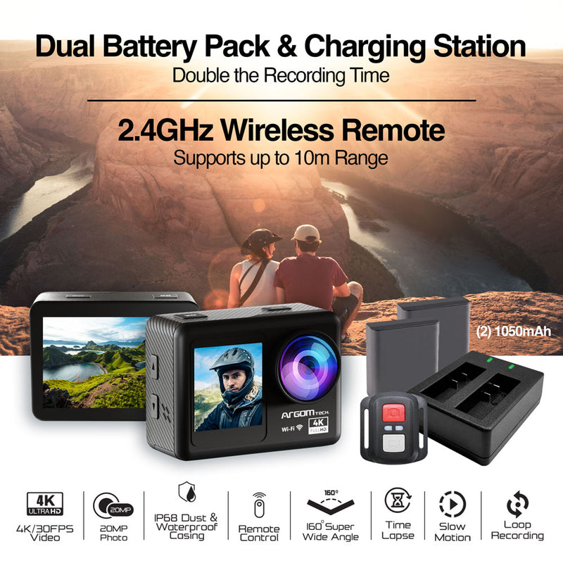 Epic 85 4K UHD Action Camera - Dual Screens, Remote Control - www ...