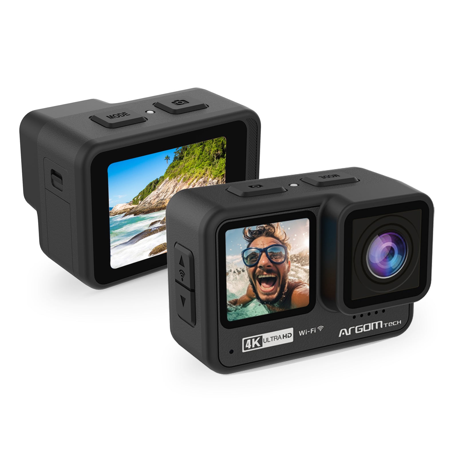 Epic 90 4K/60FPS UHD Action Camera - Waterproof (21m), Touchscreen, 6-Axis EIS, Dual Screens