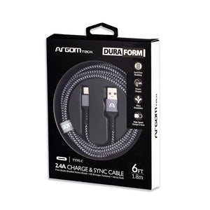 Type-C to USB 2.0 Nylon Braided Cable 6ft/1.8m - Dura Form
