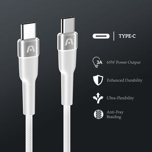 Type-C To Type-C 65W Nylon Braided Cable 6ft/1.8m - Dura Speed