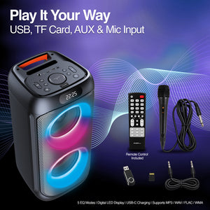 Rave 61 TWS Wireless BT Party Speaker with LED Lights