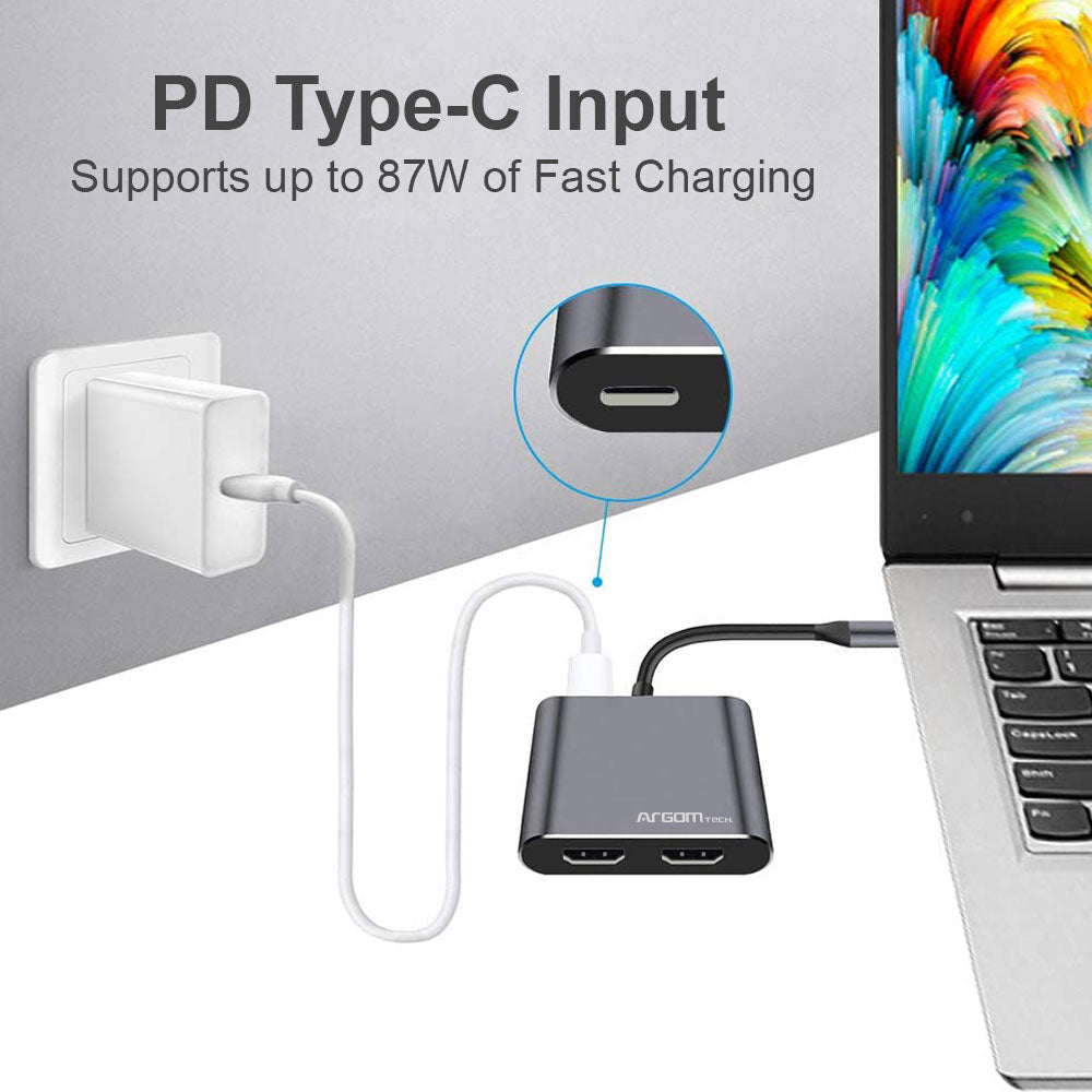 One Axess 4-in-1 Dual HDMI Adapter with USB3.0 & 87W PD Passthrough ...