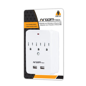 3-Outlet Adapter with 2-USB Ports