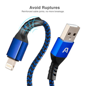 Lightning to USB 2.0 Nylon Braided Cable 6ft/1.8m - Dura Form