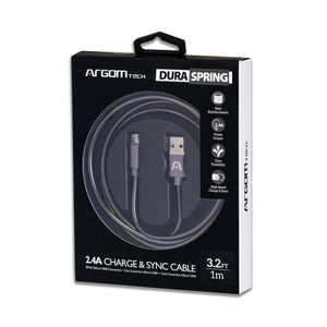 Micro USB to USB 2.0 Metal Braided Cable 3.2ft/1m - Dura Spring