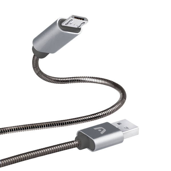 Micro USB to USB 2.0 Metal Braided Cable 3.2ft/1m - Dura Spring