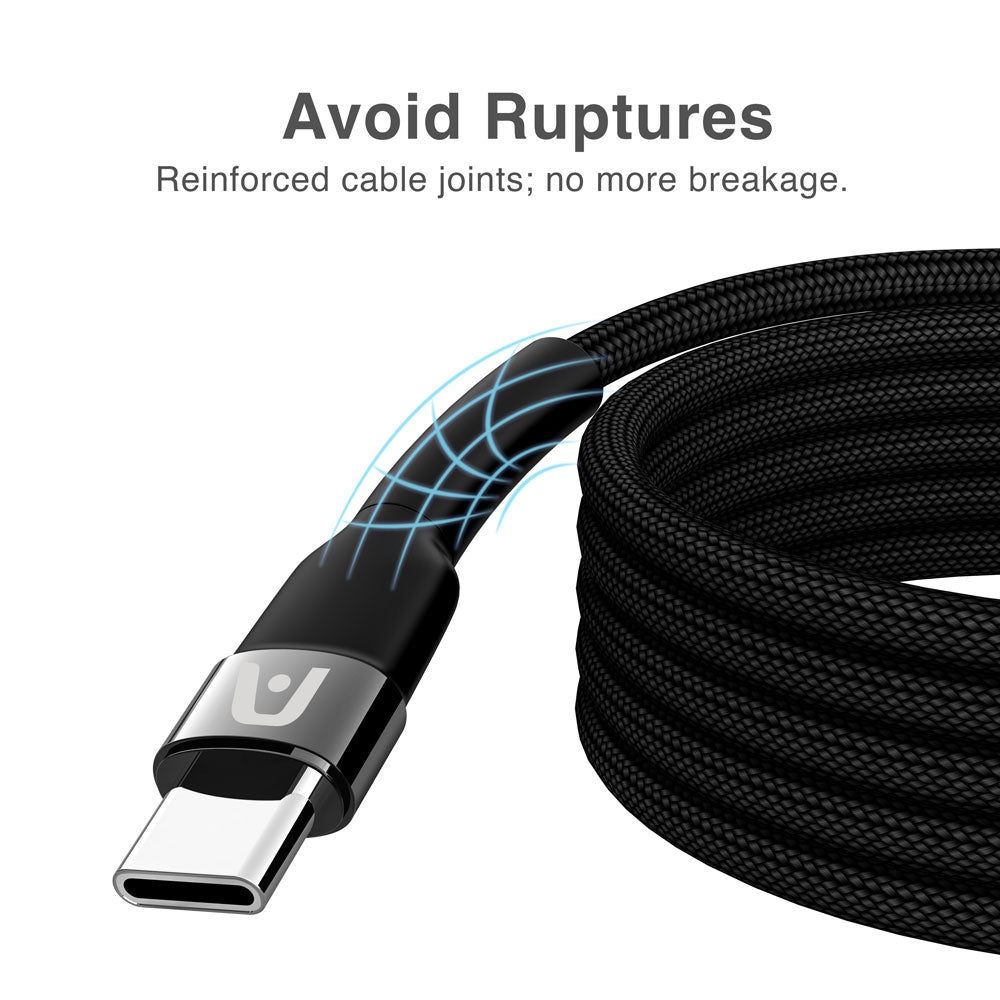 Cable Dura Speed Type-C a Type-C de 65 W, nailon trenzado, 6 pies/1.8 m