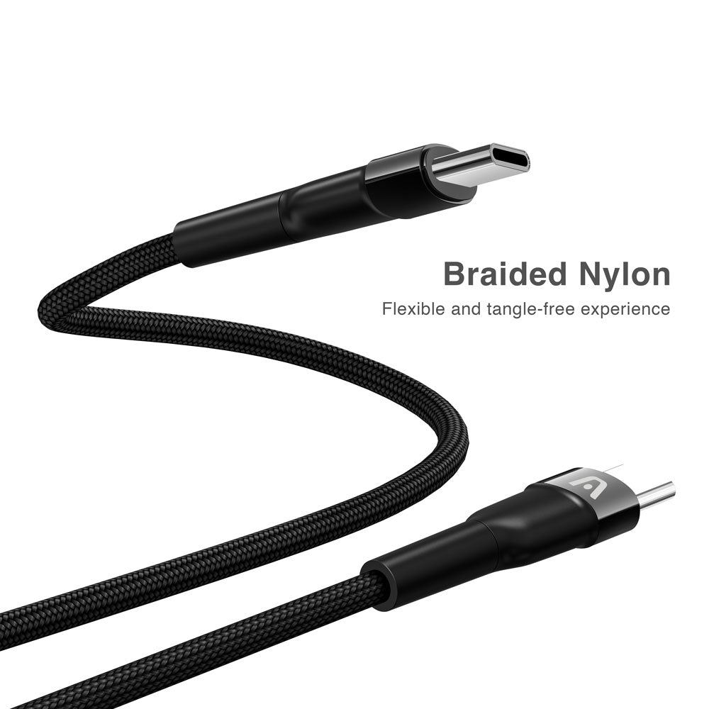 Cable Dura Speed Type-C a Type-C de 65 W, nailon trenzado, 6 pies/1.8 m