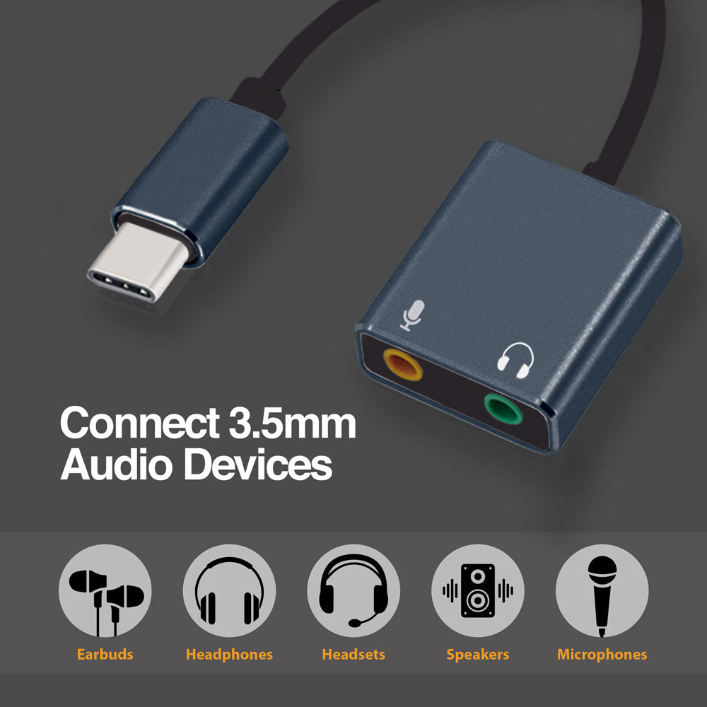 USB To 3.5mm Audio Jack Adapter, USB Type C External Stereo Sound
